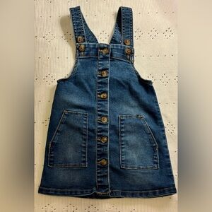 wonder nation Denim Button-Front Pinafore Dress - Blue